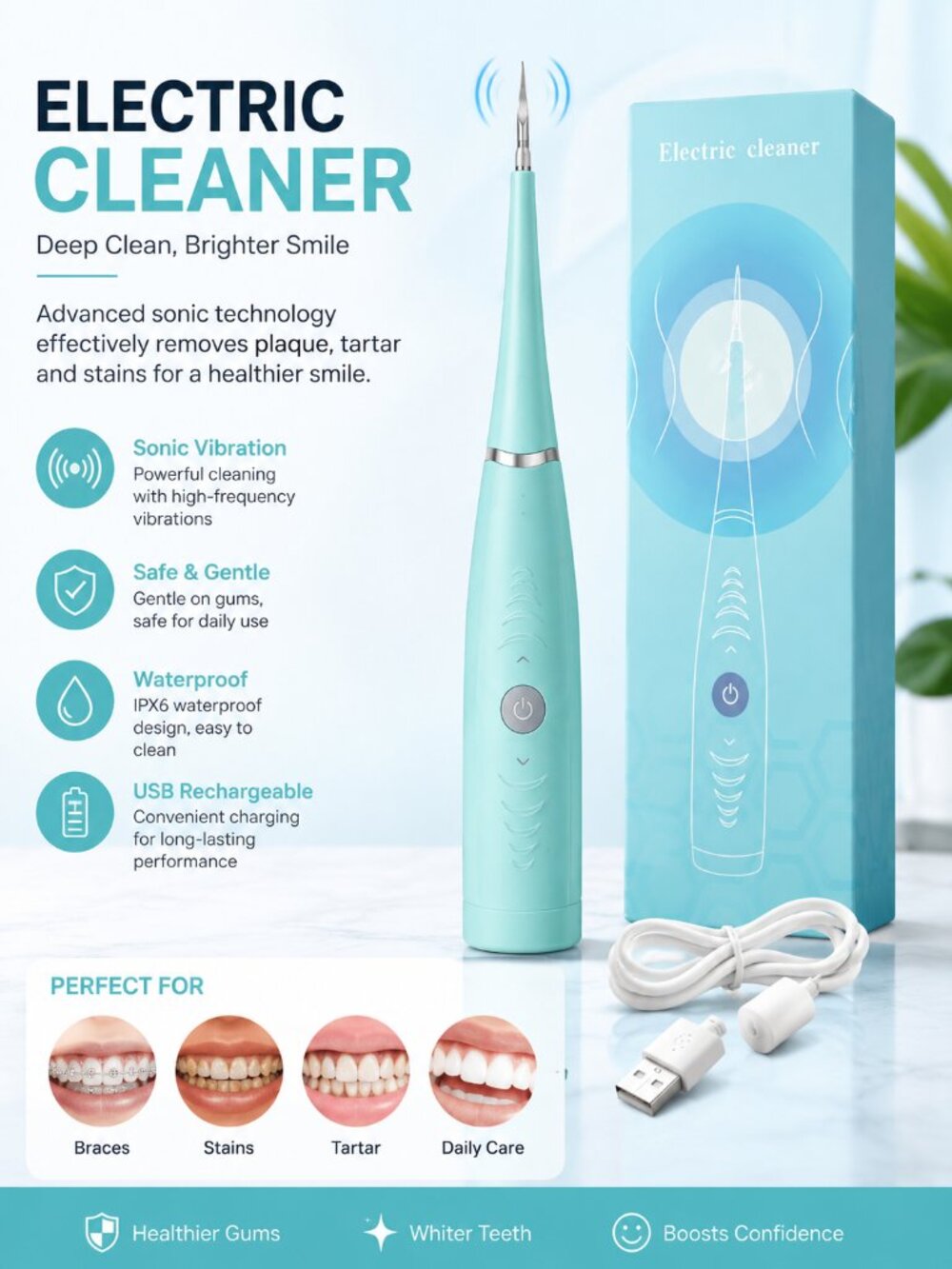 Ultrasonic Tooth Cleaner-Calculus & Plaque remover (New)